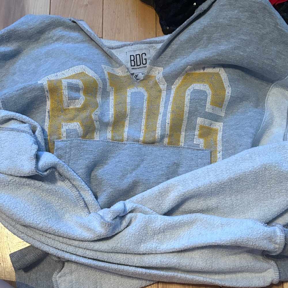 BDG Heather Gray Hoodie with Gold Accents